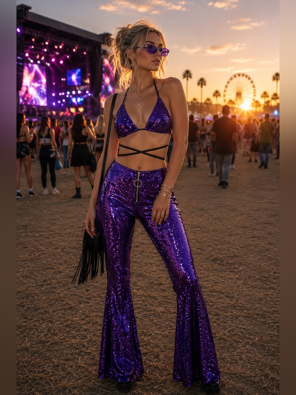 Dolls Kill Purple Sequin Set Club Exx